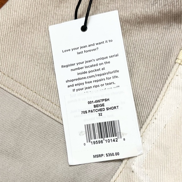 NWT RE/DONE X LEVIS High Rise Distress 70s Patch Denim Fray Cutoff Jean Short 32 - Picture 9 of 12